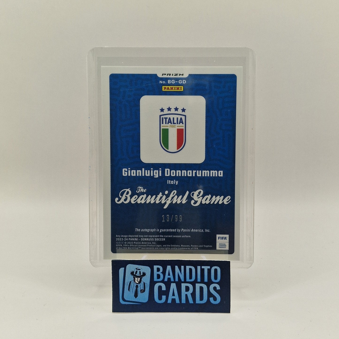 2023-24 Panini Donruss The Beautiful Game Gianluigi Donnarumma auto /99 - Italy - Banditocards