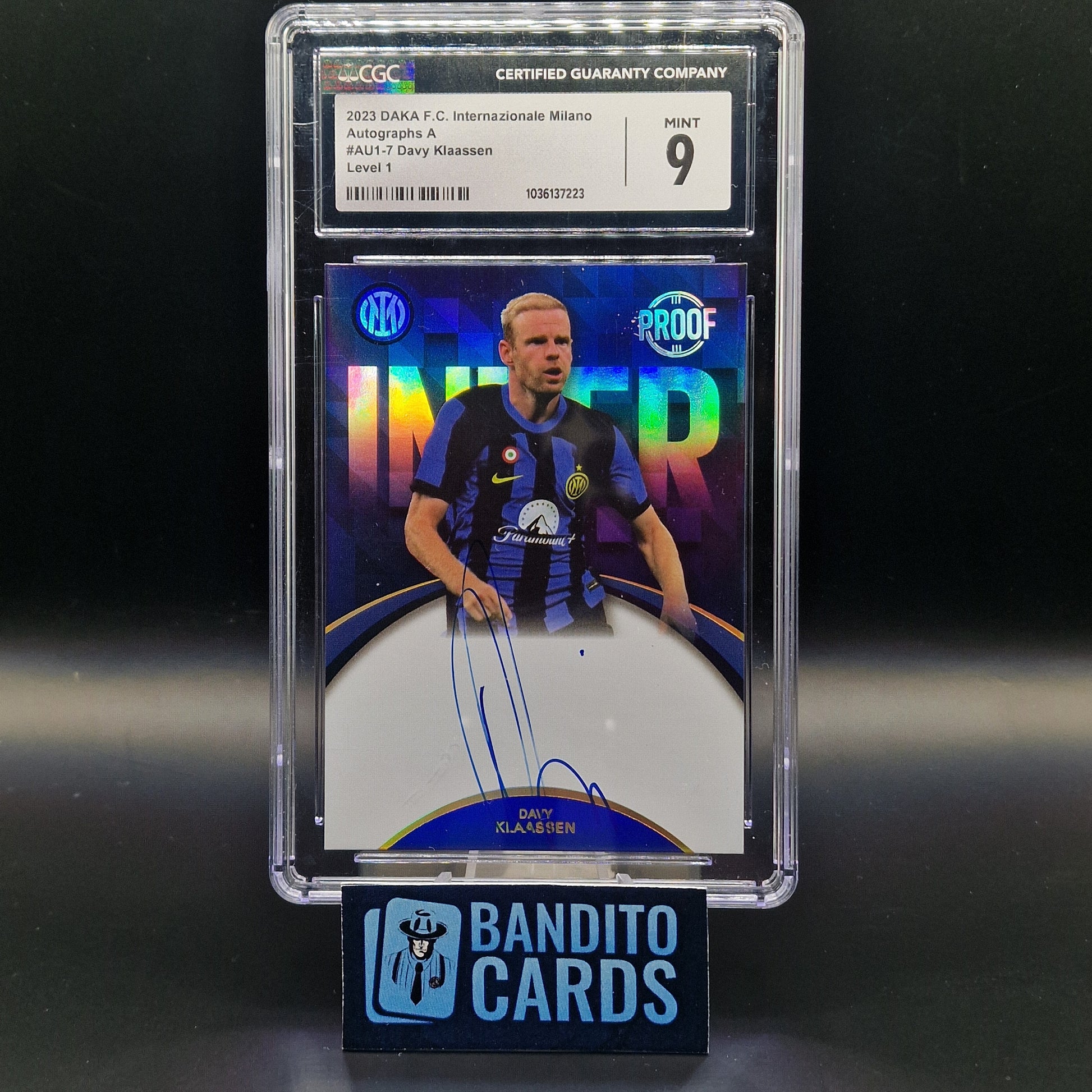 2023 Daka Inter Davy Klaassen auto on card /40 - CGC 9 - Banditocards