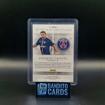 2015 Panini Donruss The Beautiful Game Ezequiel Lavezzi Cavani auto /199 - PSG sports cards store Argentina,auto,Donruss,Ligue 1,Napoli,Panini,PSG