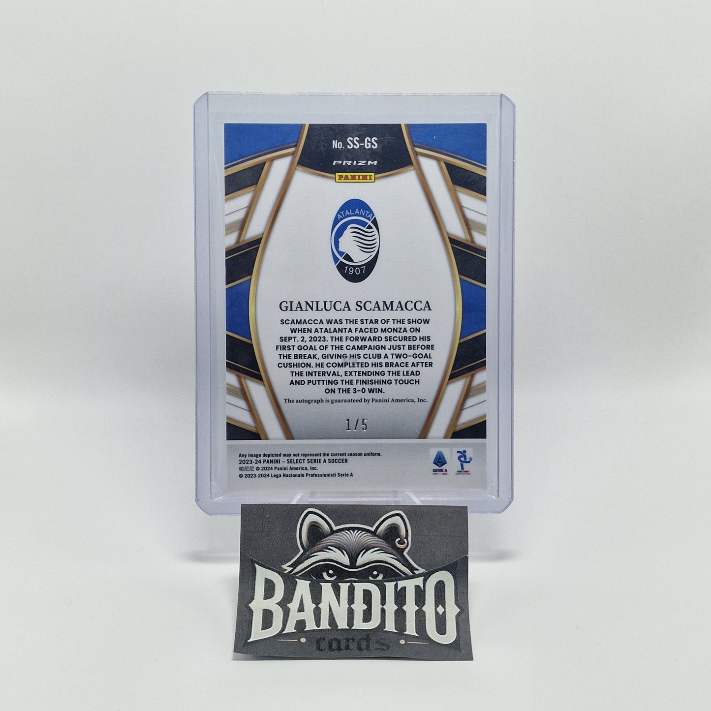 2023-24 Panini Select Serie A Gianluca Scamacca auto /5 - Atalanta - Banditocards