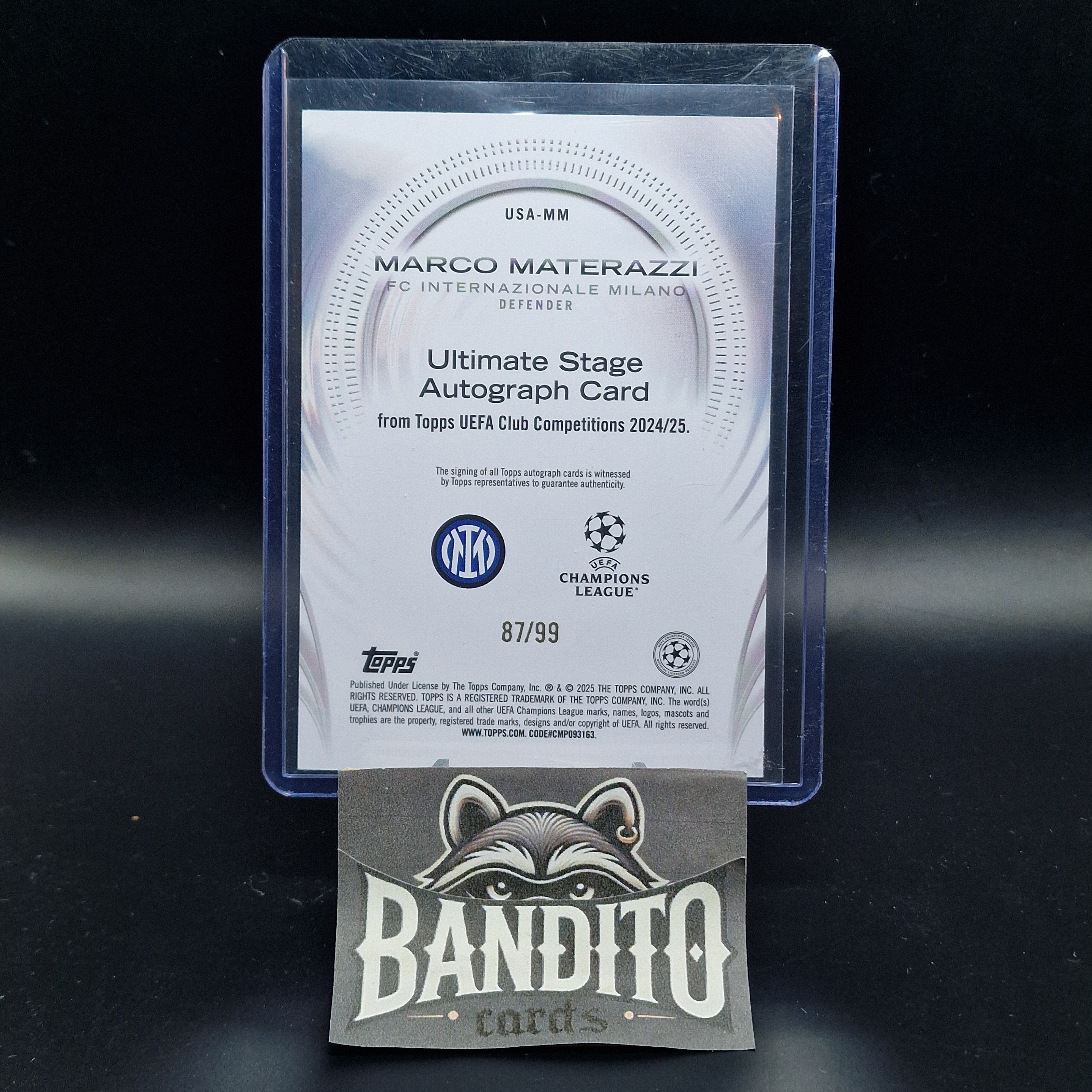 2024-25 Topps UCC Flagship Marco Materazzi Auto /99 Ultimate Stage - Inter