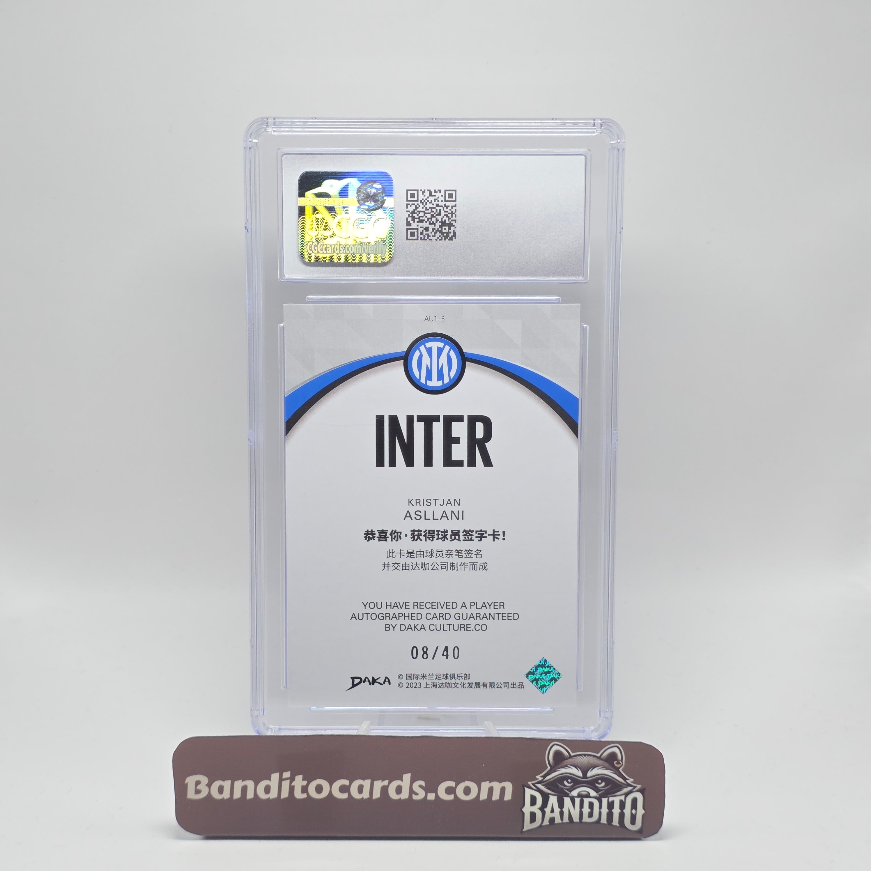 2023 Daka Inter Kristjan Asllani auto on card /40 - CGC 9.5