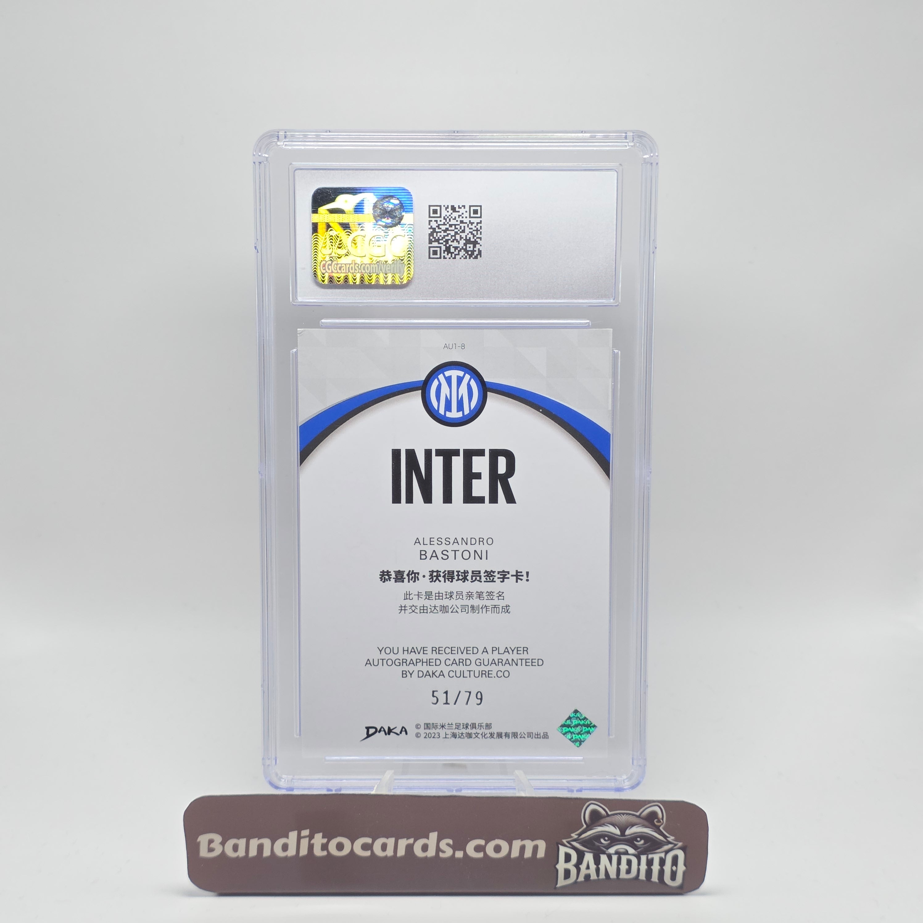 2023 Daka Inter Alessandro Bastoni auto on card /70 - CGC 8