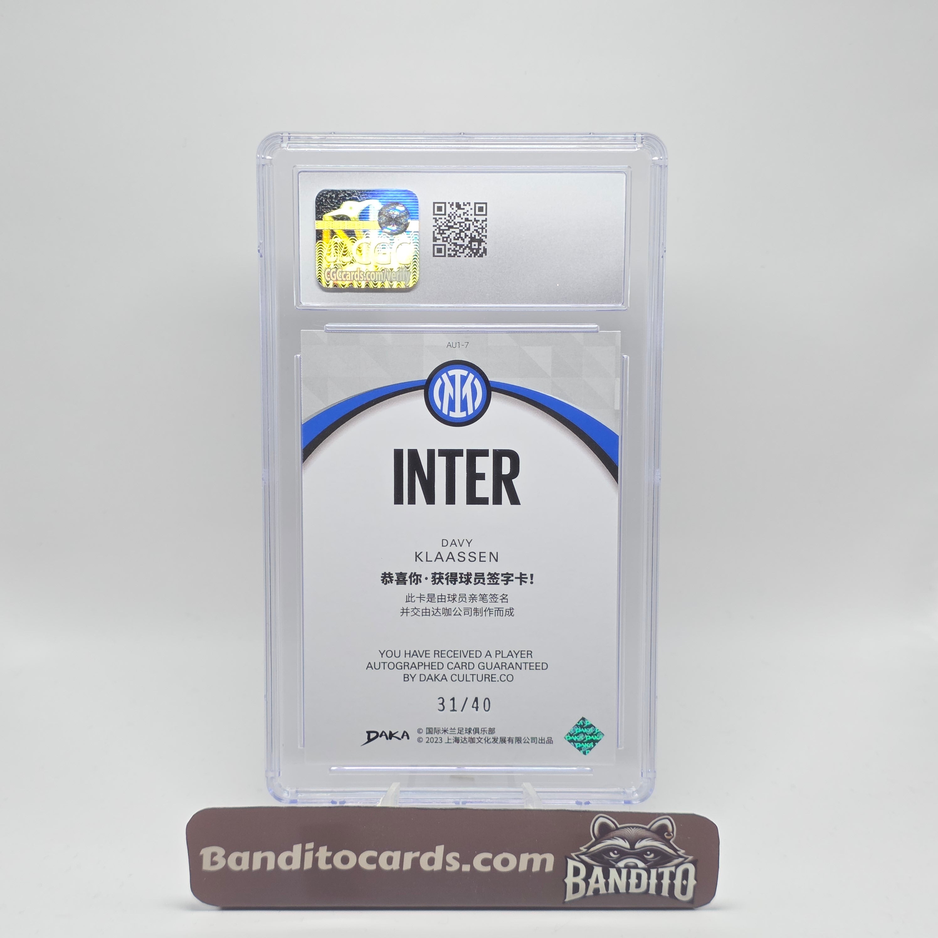 2023 Daka Inter Davy Klaassen auto on card /40 - CGC 9