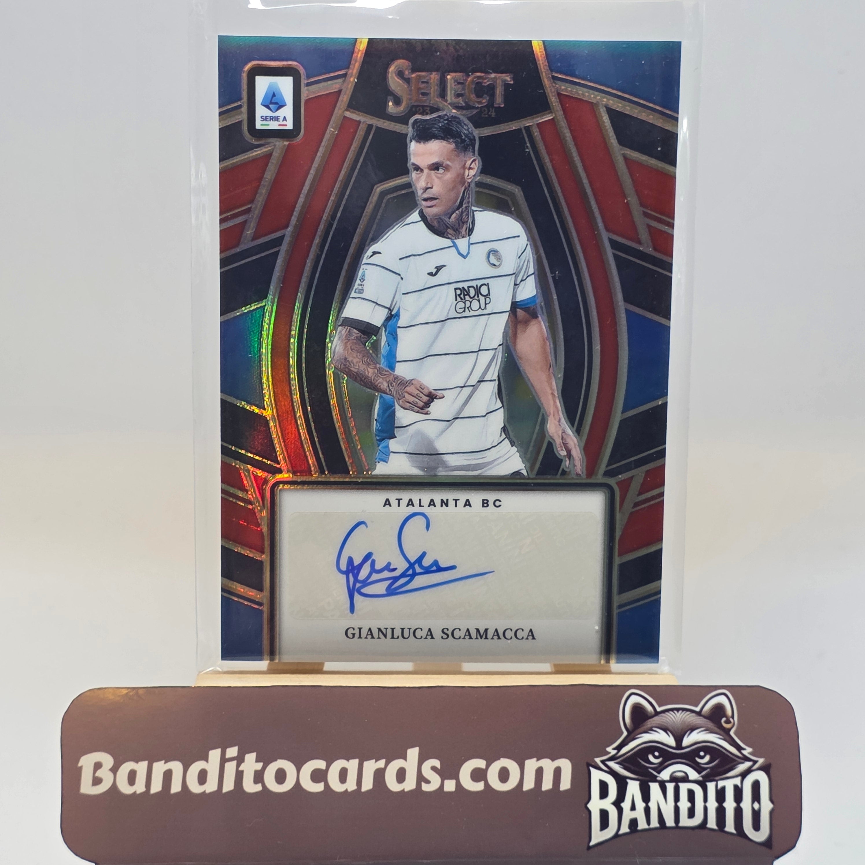 2023-24 Panini Select Serie A Gianluca Scamacca auto red prizm - Atalanta