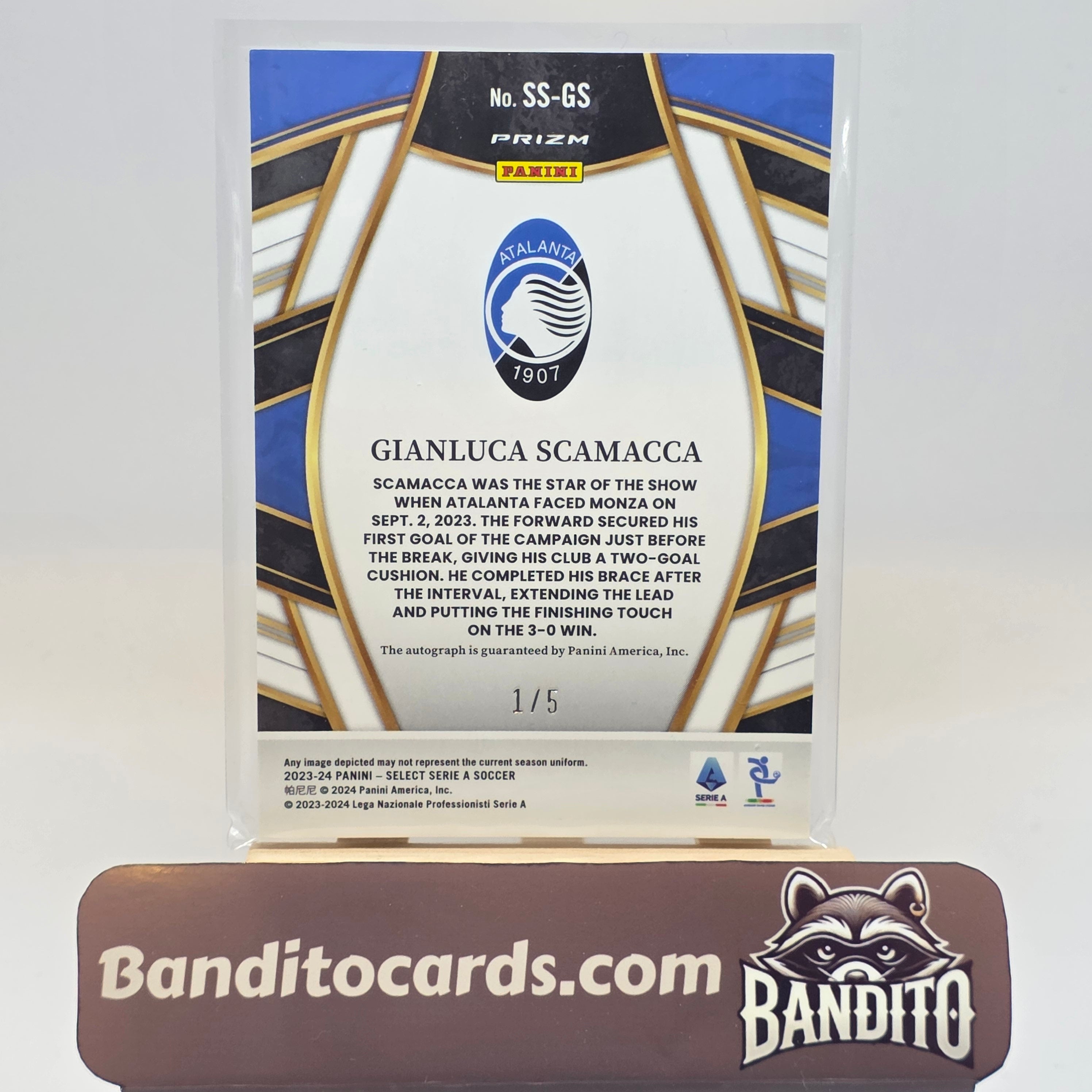 2023-24 Panini Select Serie A Gianluca Scamacca auto /5 - Atalanta