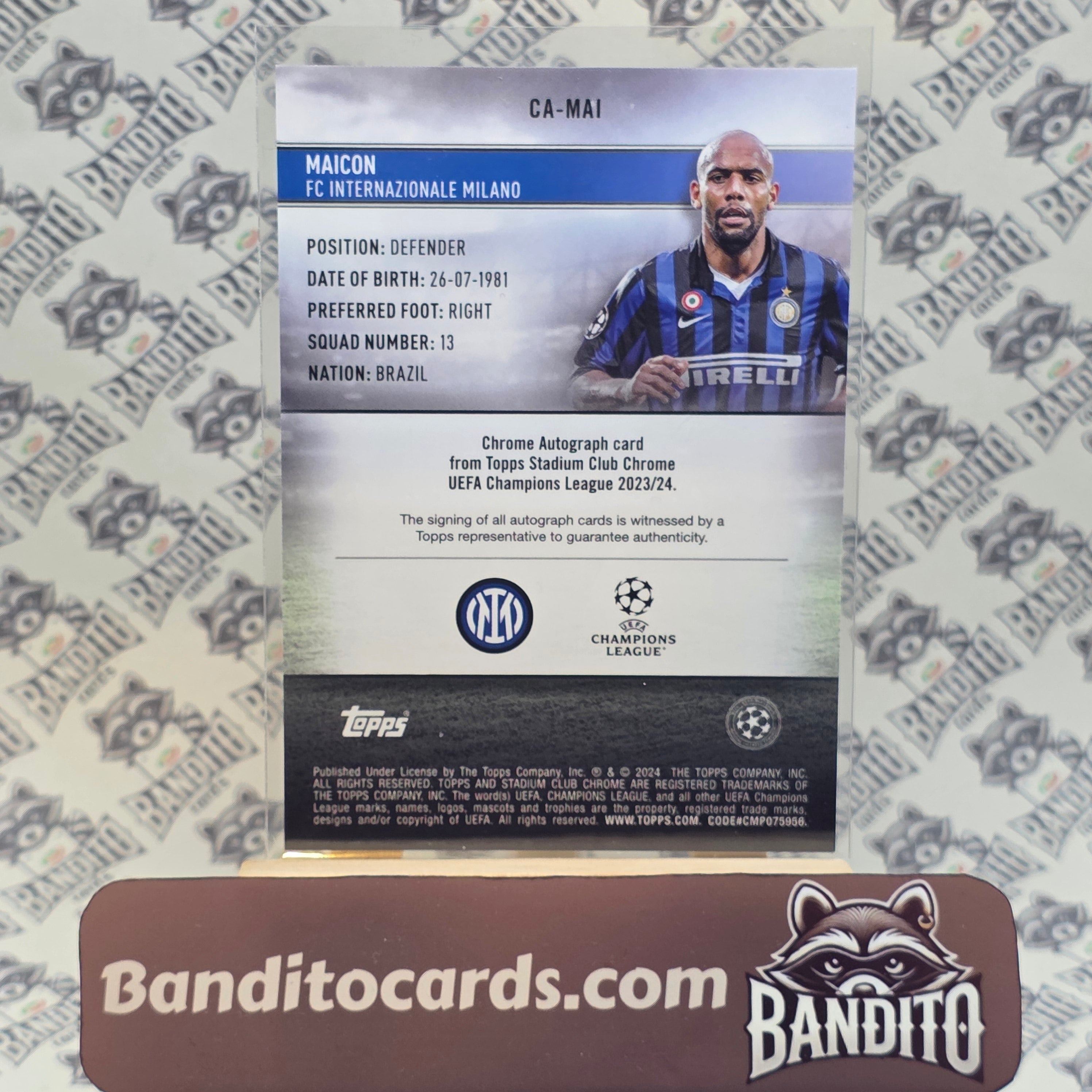 2023-24 Topps Stadium Chrome Maicon auto /75 Color Match - Inter