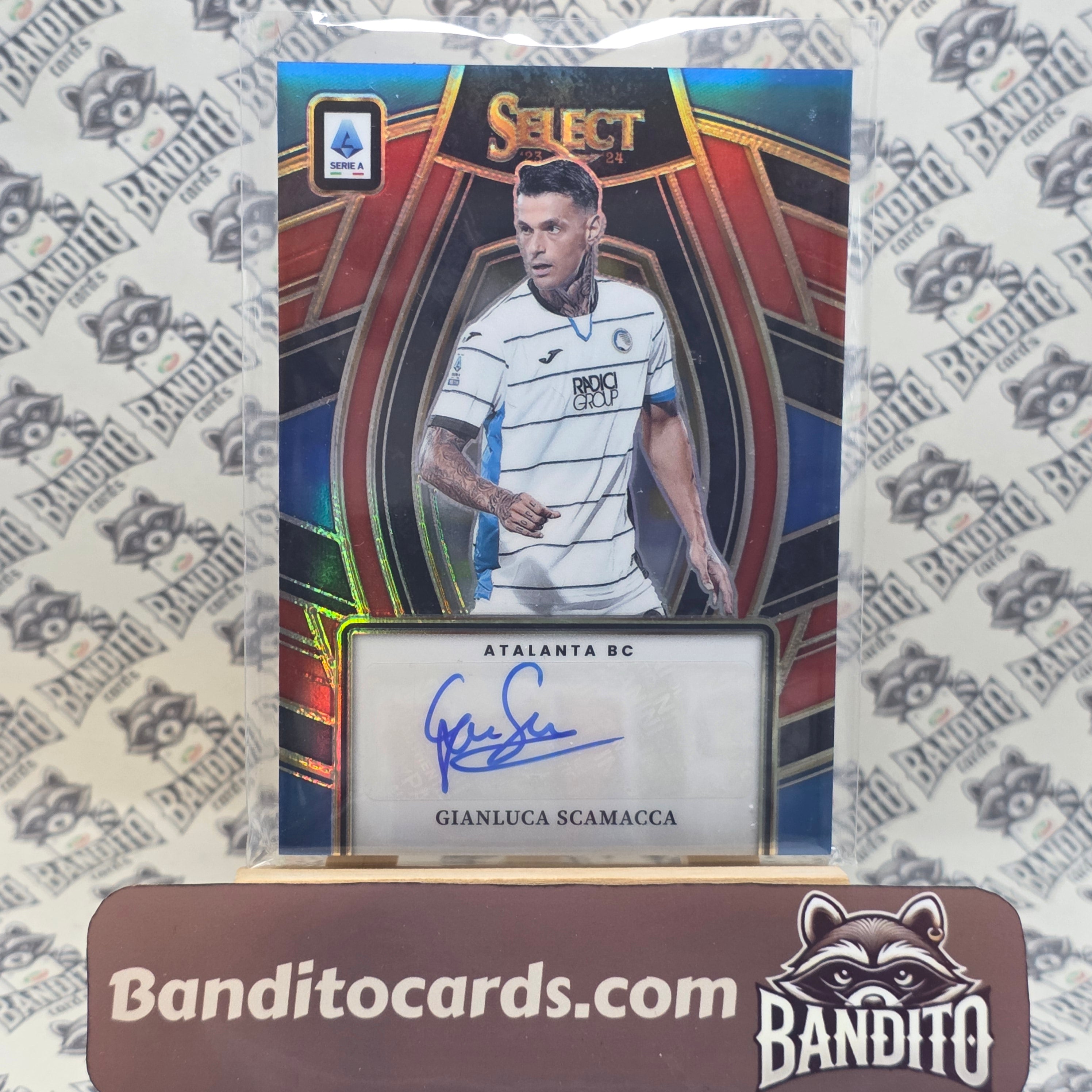 2023-24 Panini Select Serie A Gianluca Scamacca auto red prizm - Atalanta