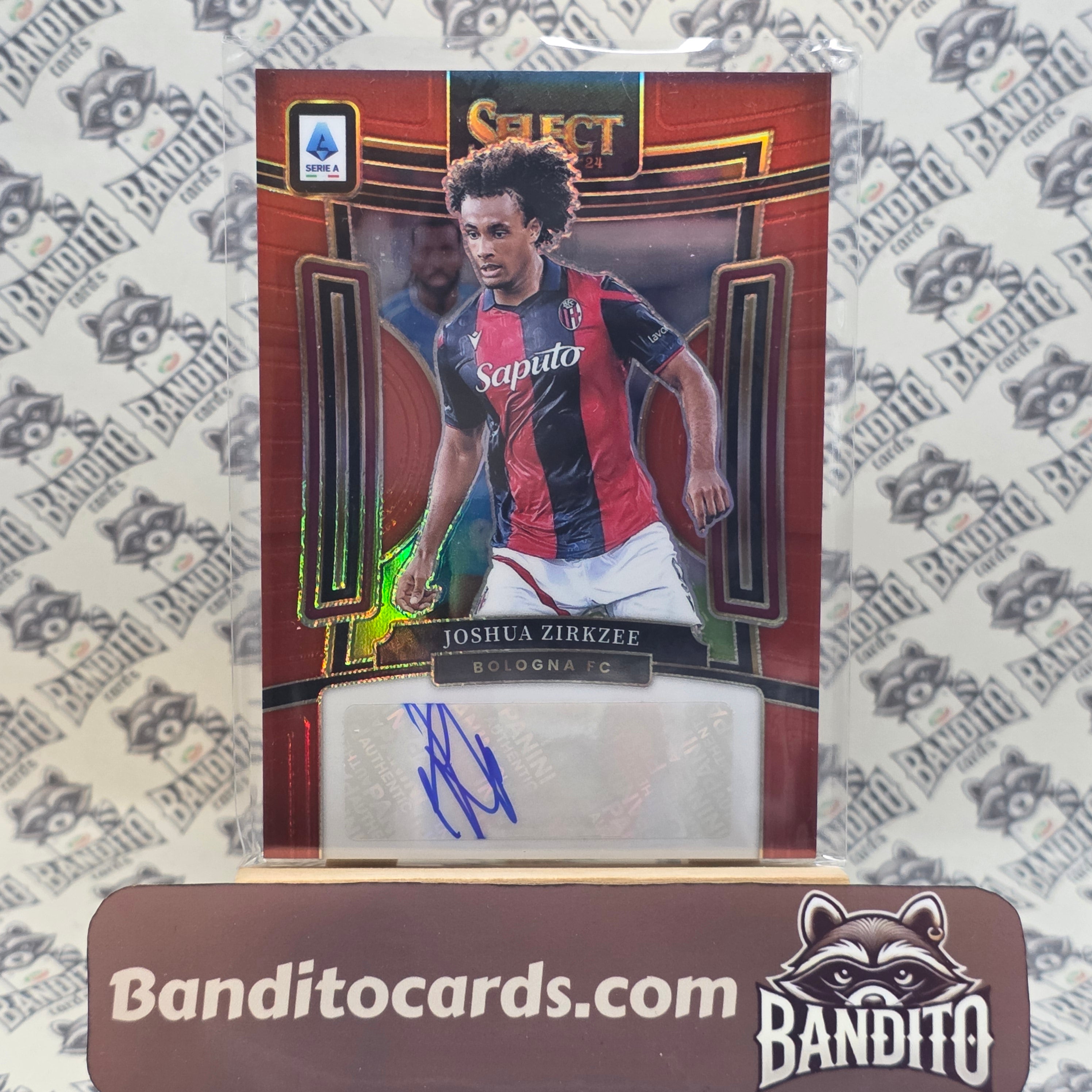 2023-24 Panini Select Serie A Joshua Zirkzee auto red prizm - Bologna