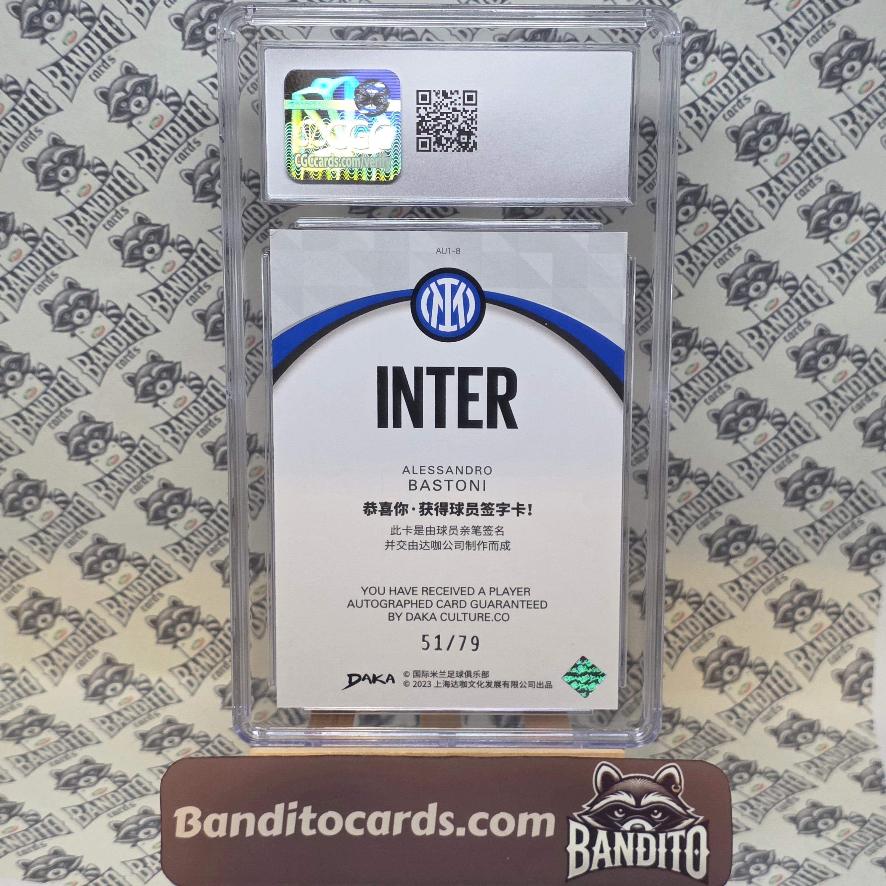 2023 Daka Inter Alessandro Bastoni auto on card /70 - CGC 8