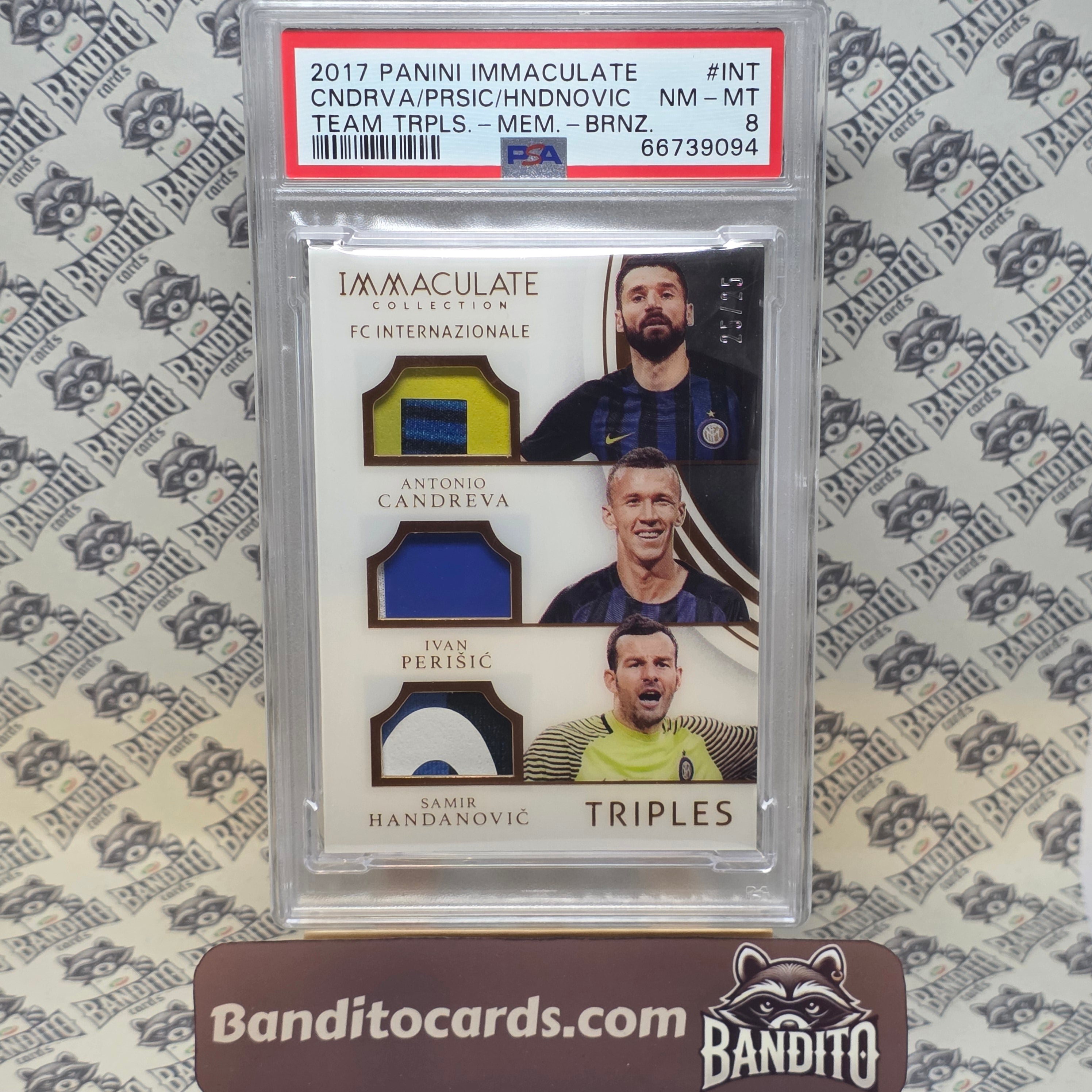 2017 Panini Immaculate Perisic Candreva Handanovic Patch /25 PSA8 - Inter