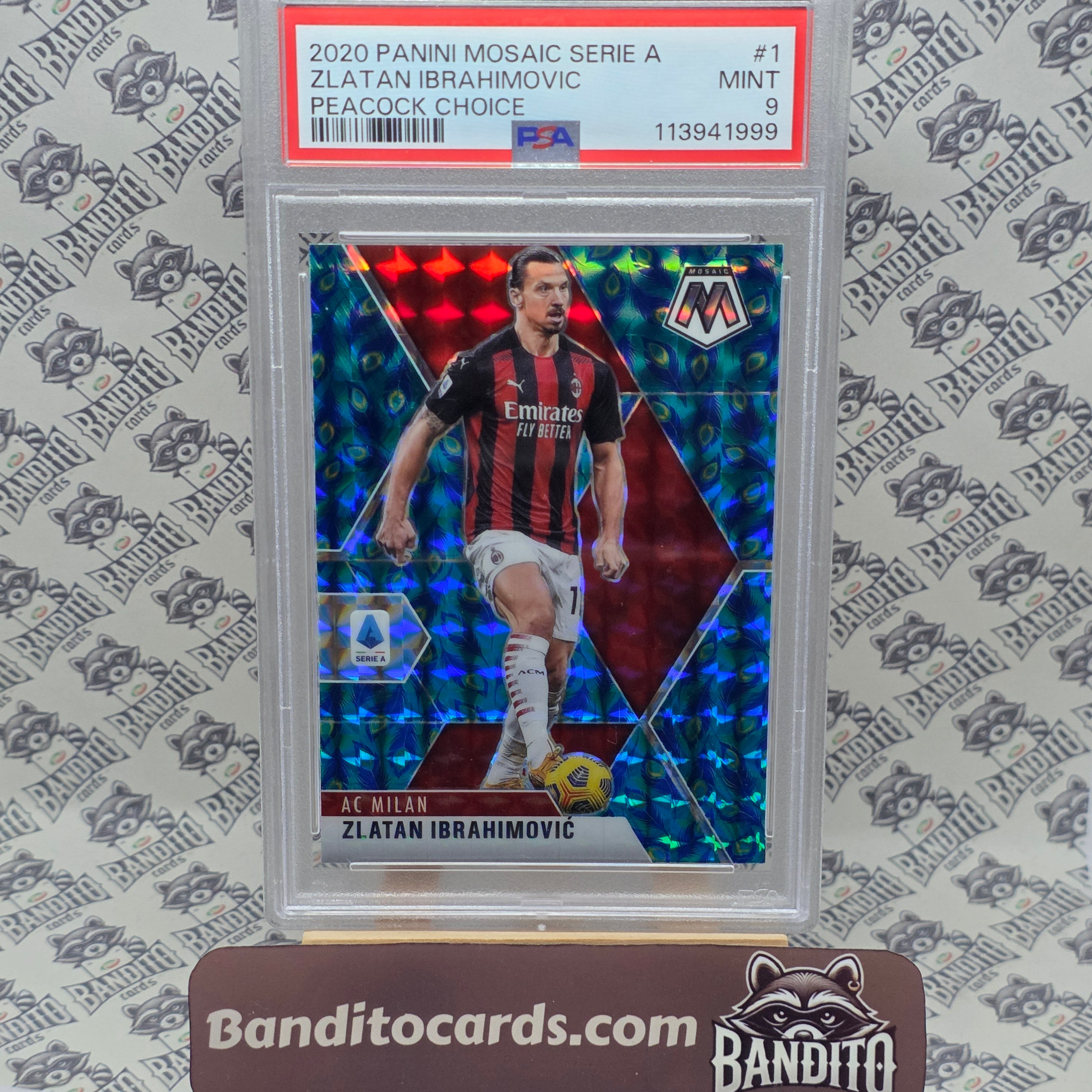 2020-21 Panini Mosaic Peacock Zlatan Ibrahimovic SSP PSA 9 - AC Milan