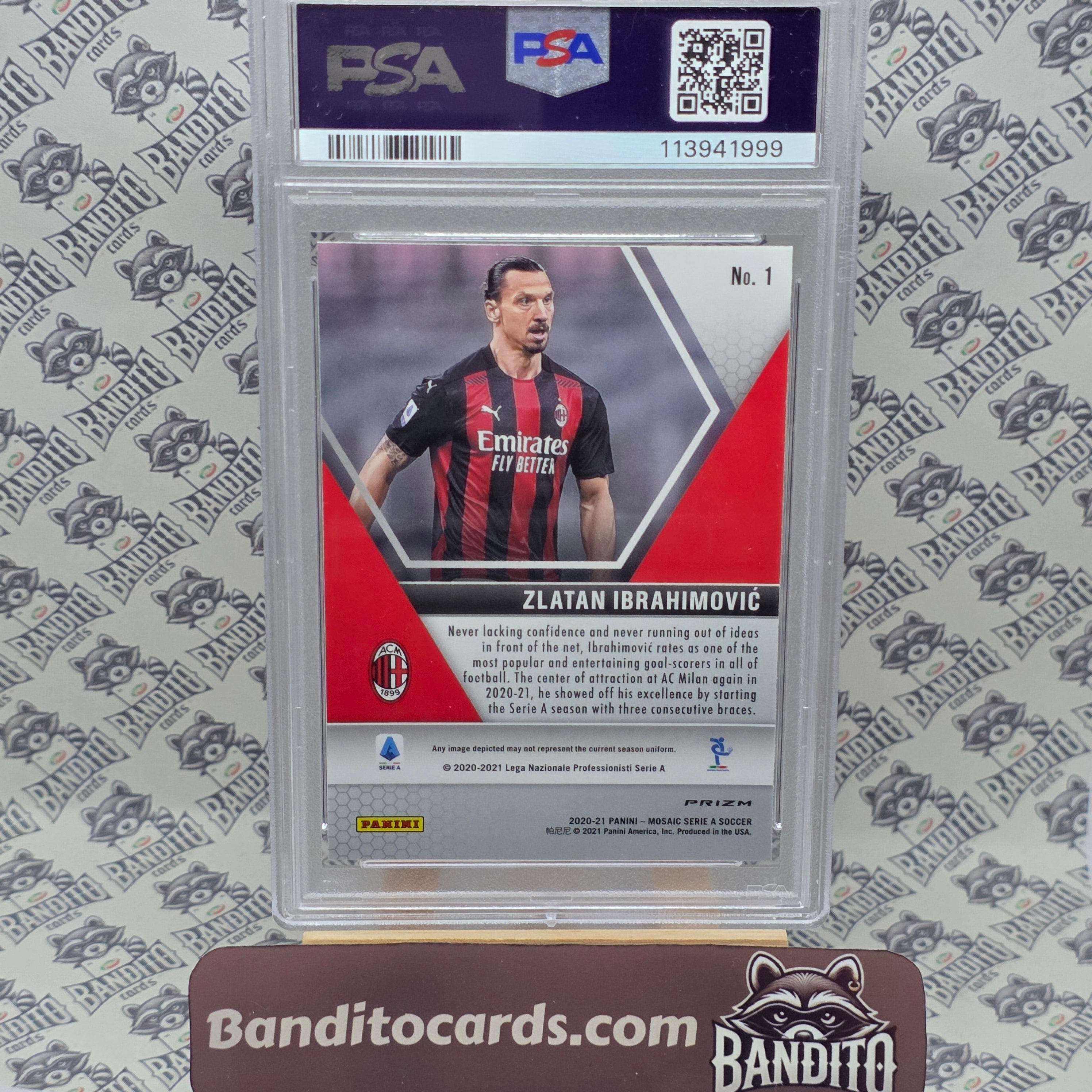 2020-21 Panini Mosaic Peacock Zlatan Ibrahimovic SSP PSA 9 - AC Milan
