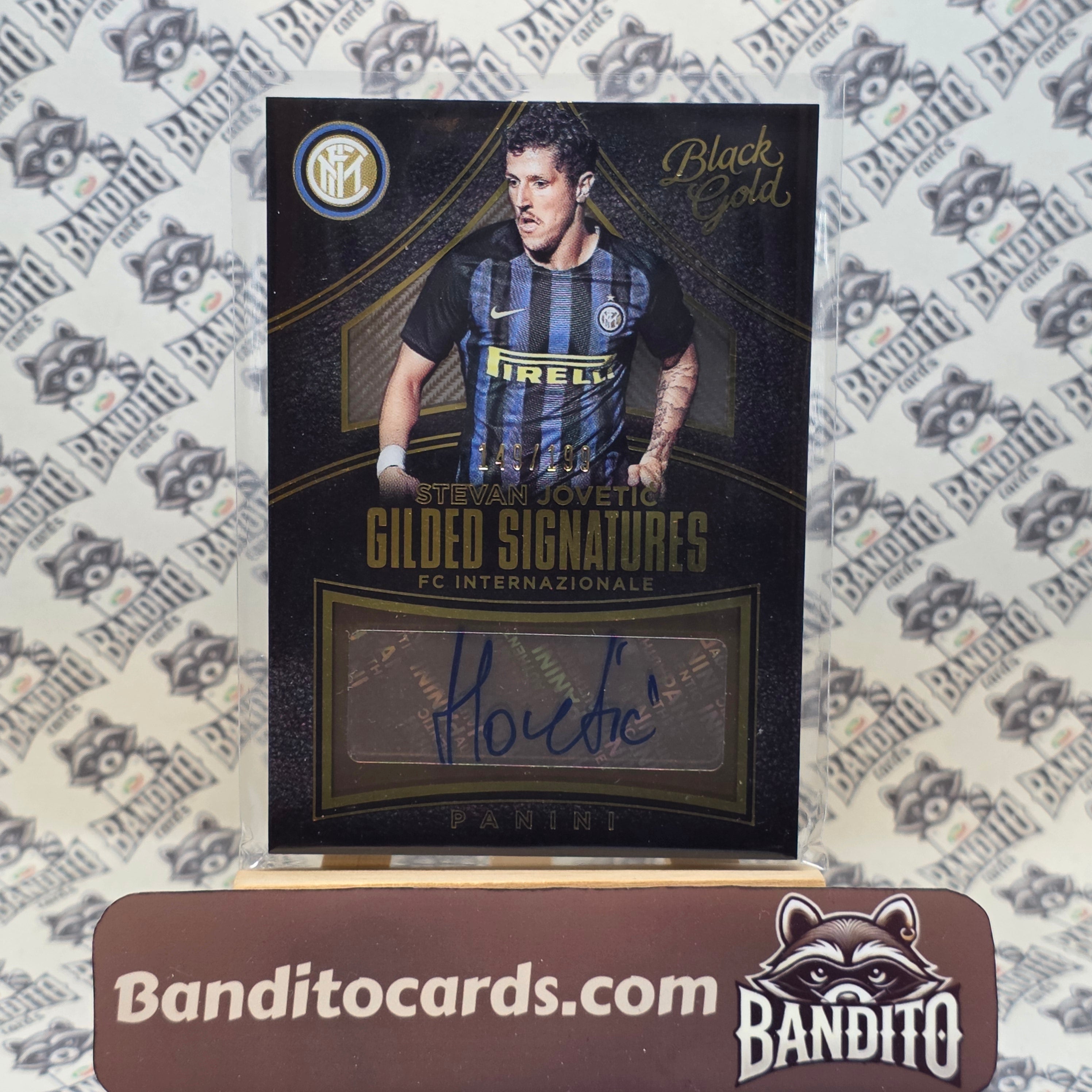 20216-17 Panini Black Gold Soccer Stevan Jovetic auto - Inter