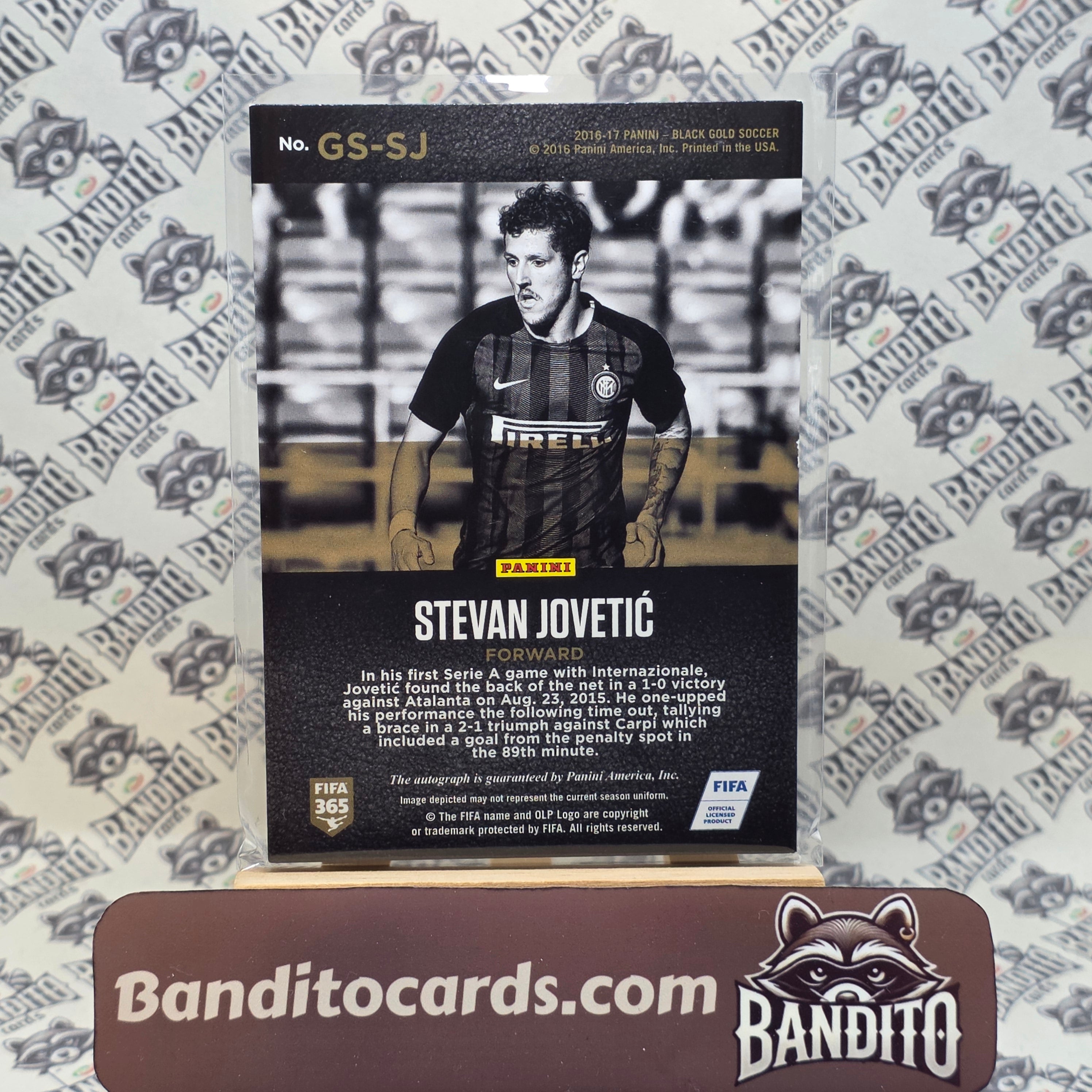 20216-17 Panini Black Gold Soccer Stevan Jovetic auto - Inter