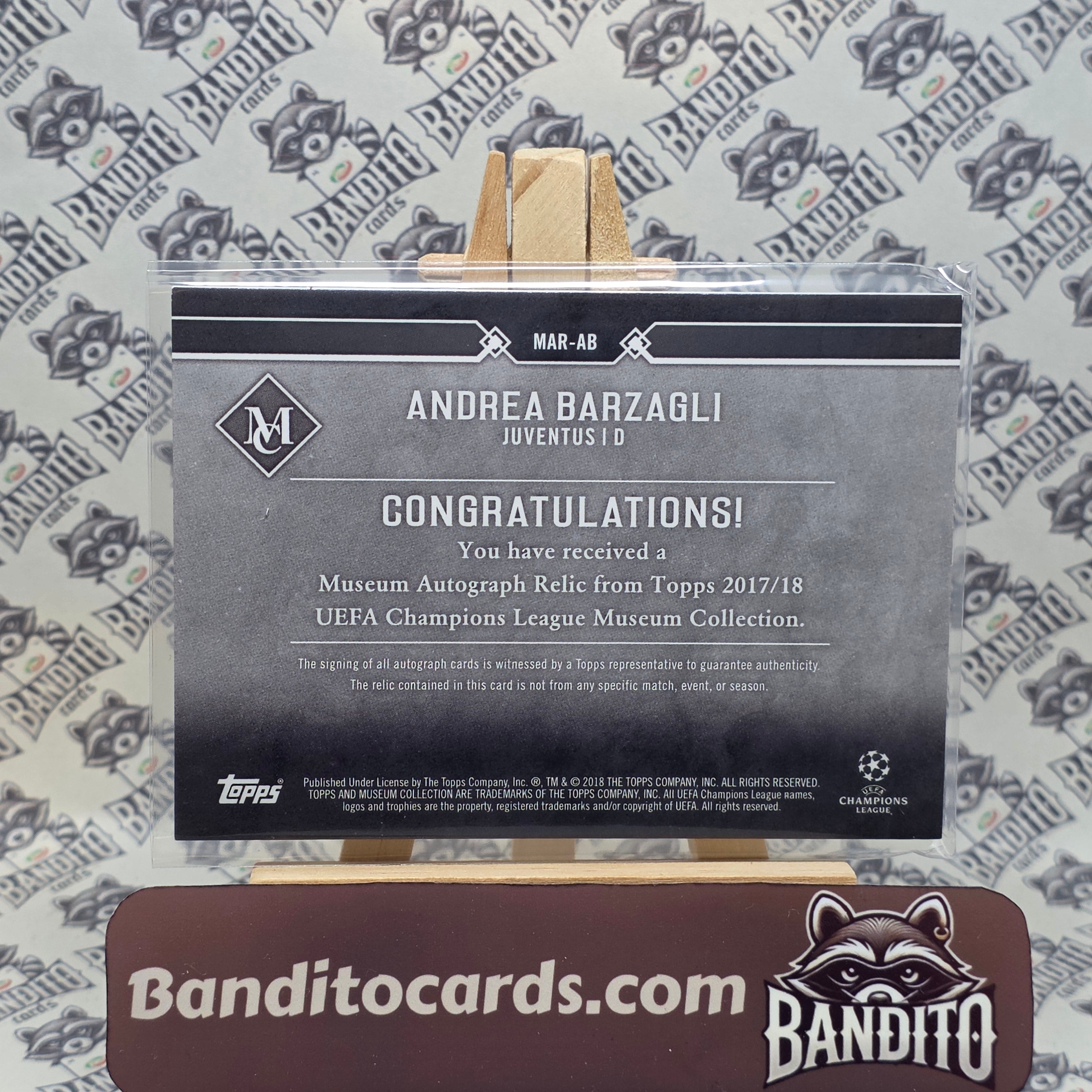 2017-18 Topps Museum Andrea Barzagli patch auto /40 - Juventus