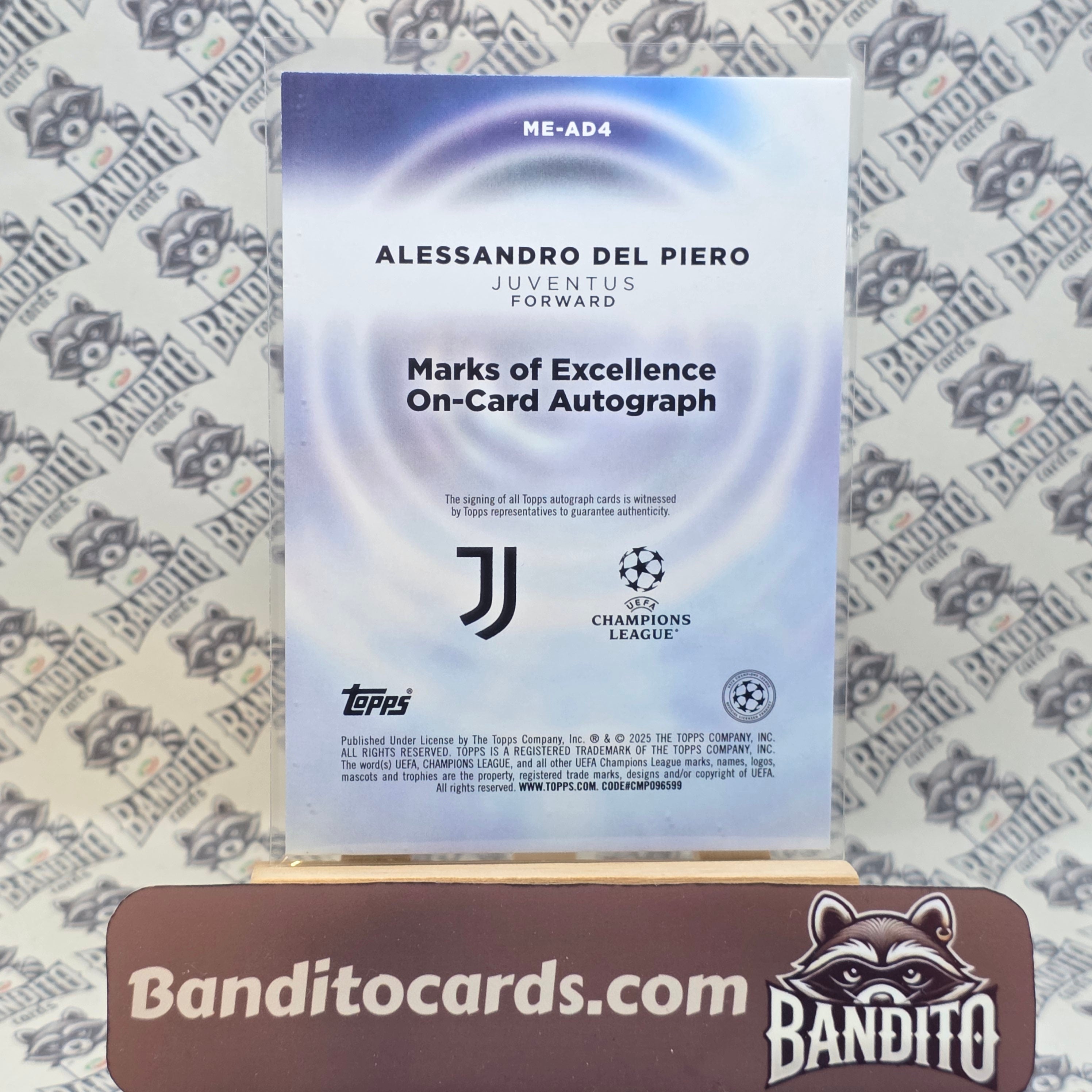 Topps Marks of Excellence Alessandro Del Piero On Card Auto /50 - Juventus