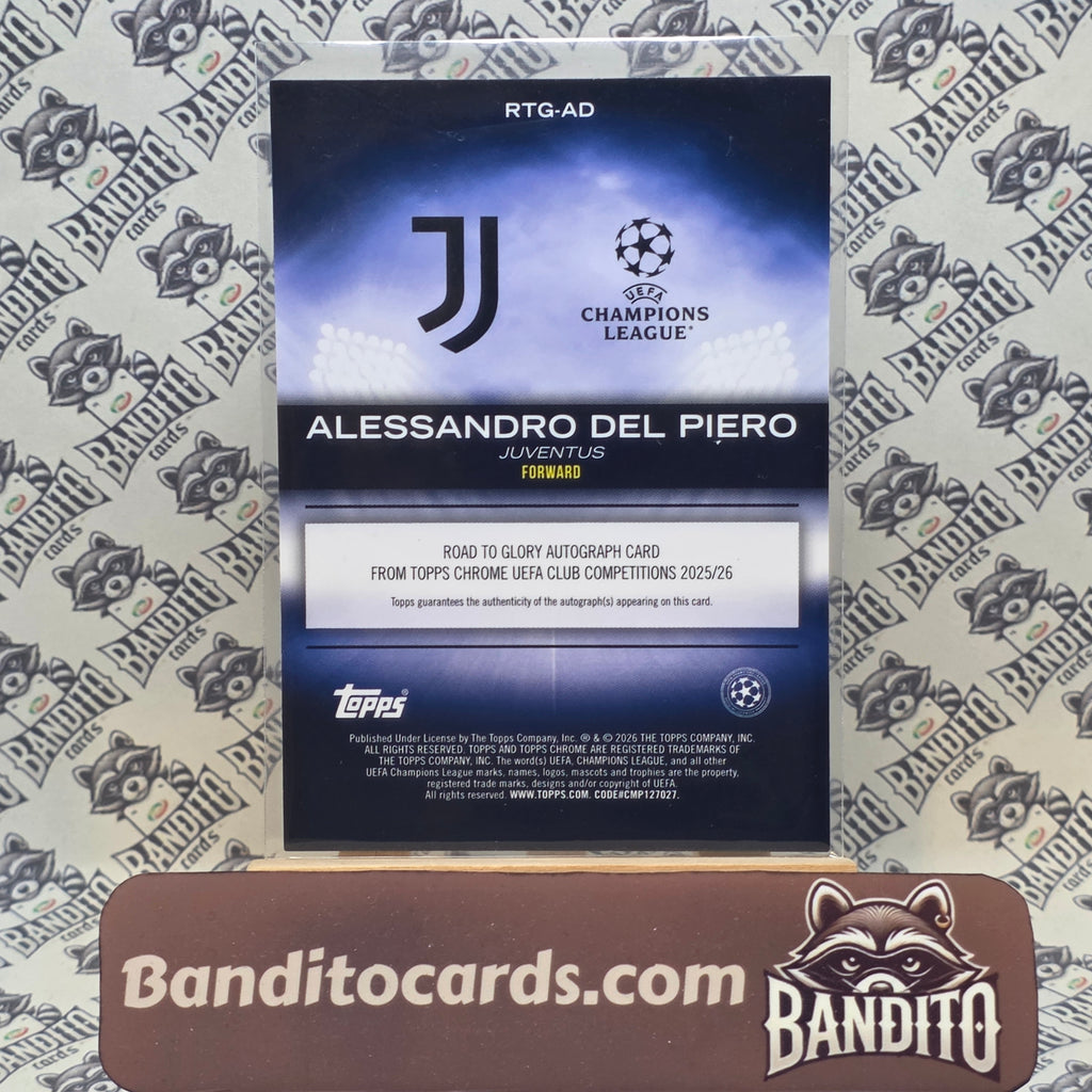 2025-26 Topps Chrome Alessandro Del Piero Auto /75 road to glory - Juventus