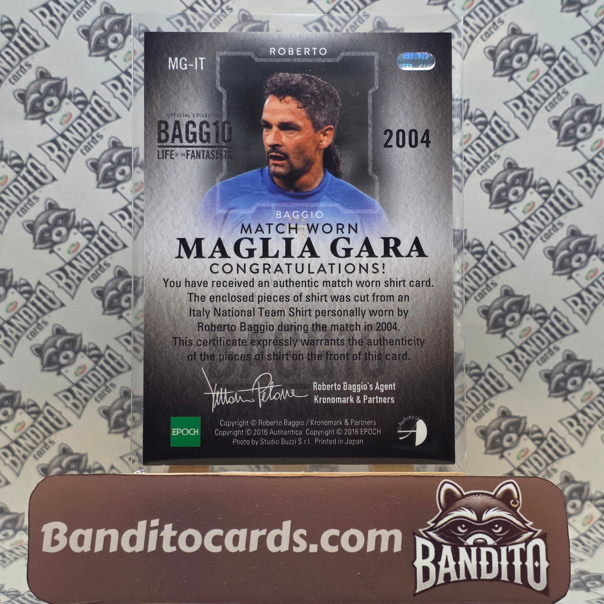 2016 Epoch Roberto Baggio patch match worn /99 - Italy