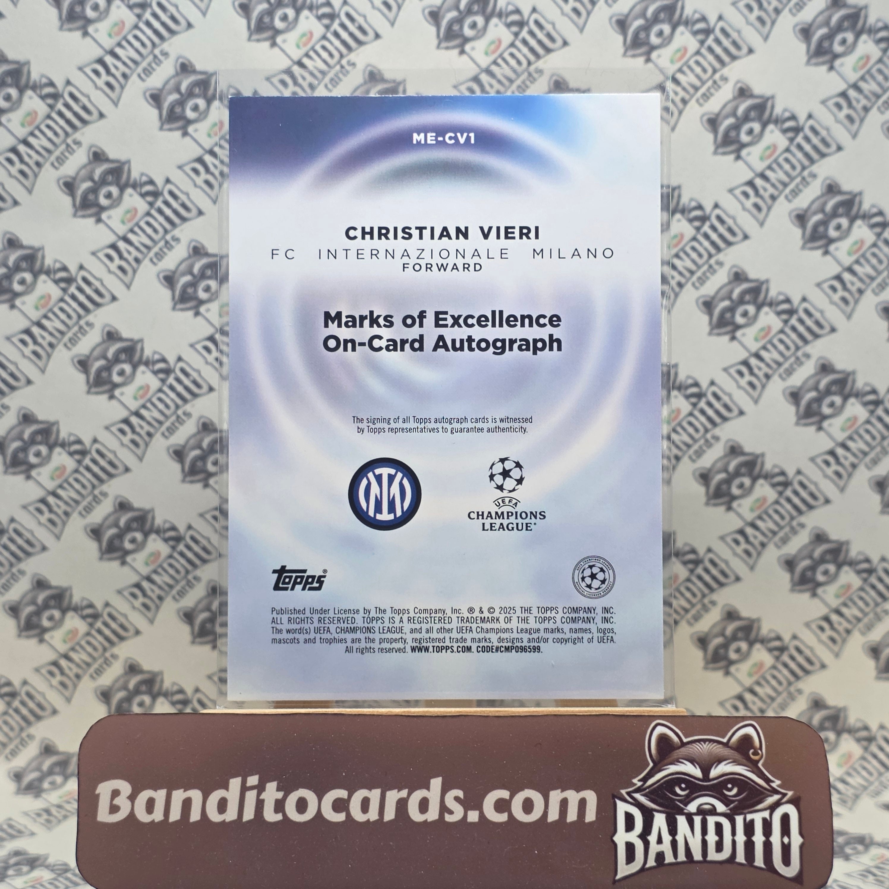 2024-25 Topps Merlin Cristian Vieri Marks of Excellence MOE /10 auto - Inter